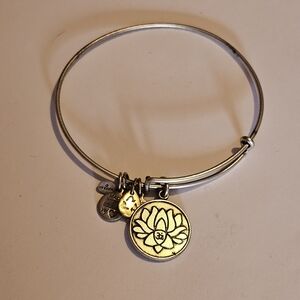 Alex And Ani Lotus Flower Charm Bangle Energy Ohm Om Bracelet Silver Tone 2013